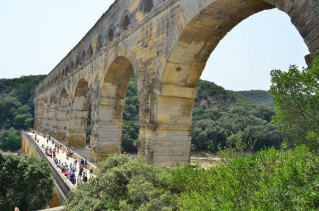 Pont du Gard: Her er den tidligere bilvej tydelig